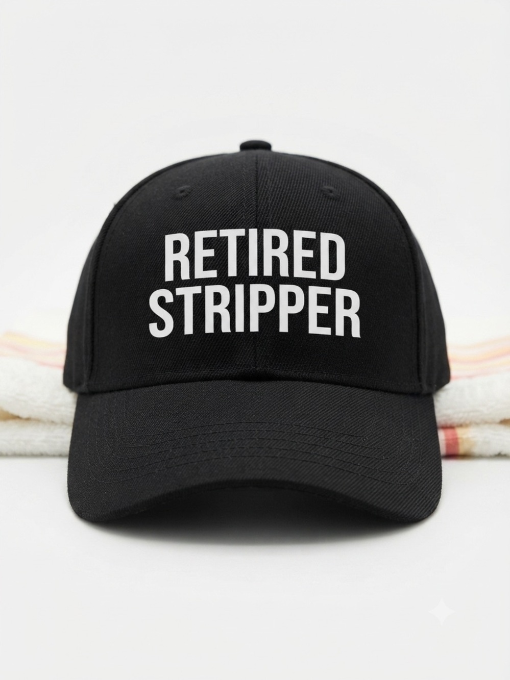 RETlRED STRIPPER Black Baseball Cap - Novelty  Hat